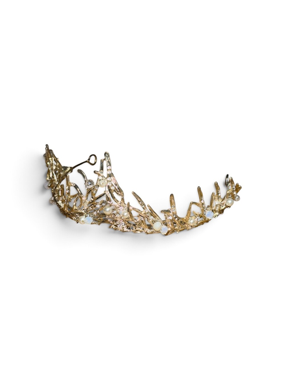 Gildaβs Tiara in Antique Gold & Clear Bead Embellishment Bridal Hair Cosplay